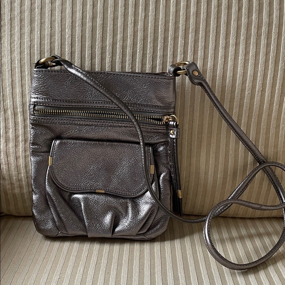 Metallic Silver Crossbody Bag